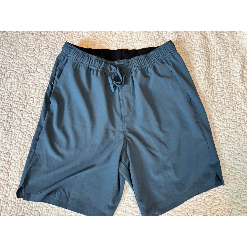 Bad Birdie Mens Performance Golf Shorts Slate Blue Elastic Waist Size Small NWOT
